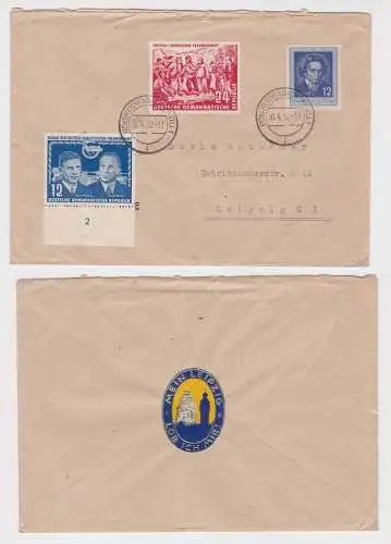 907179 DDR Brief deutsch-chinesische Freundschaft DSF Reichenbach Leipzig 1952