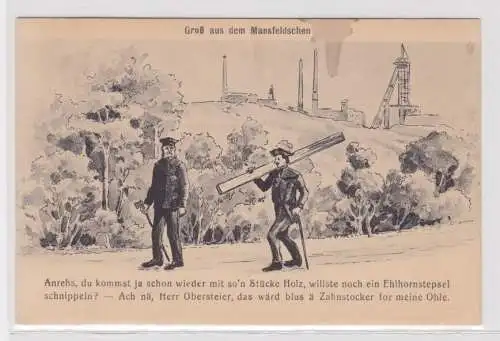 907023 Humor Ak Gruß aus dem Mansfeldschen um 1920