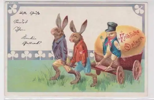 905933 Fröhliche Ostern Ak Küken steuert Hasenkutsche 1901