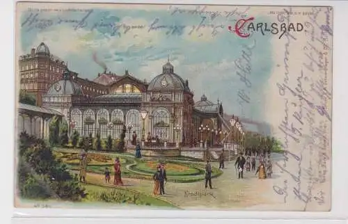 95603 Halt gegens Licht Ak Lithographie Carlsbad Karlsbad Stadtpark 1901