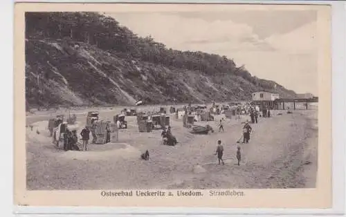 39818 AK Ostseebad Ueckeritz auf Usedom Strandleben 1924