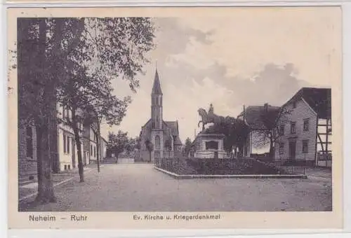 11367 Ak Neheim Ruhr evangelische Kirche und Kriegerdenkmal 1916