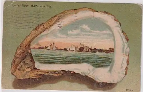 908314 Austern Präge Ak Oyster Fleet Baltimore Md. 1914