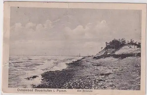 908316 Ak Ostseebad Bauernhufen in Pommern am Strande 1921