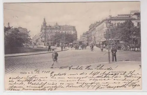 906168 Ak Halle an der Saale Riebeckplatz mit Strassenbahnen 1901