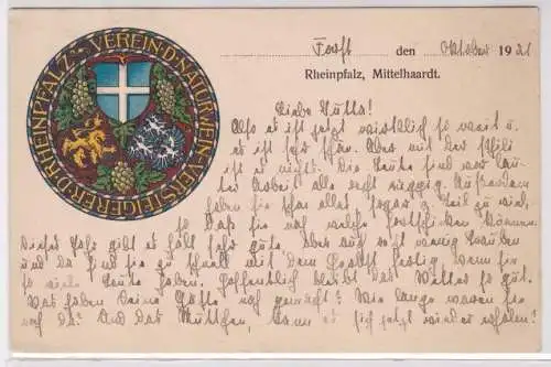 16311 Ak Mittelhaardt Rheinpfalz Verein Naturwein Versteigerer 1921