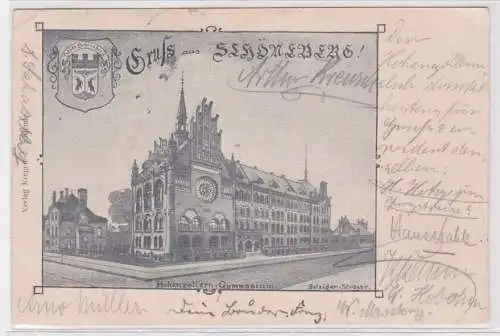 67230 Ak Gruß aus Schöneberg Hohenzollern Gymnasium 1902