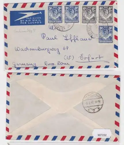 907232 Luftpost Brief Nordrhodesien Northern Rhodesia nach Erfurt SBZ 1947