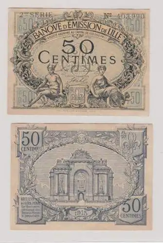 50 Centimes Banknote Frankreich Banque dÉmission de Lille 1915 (102579)