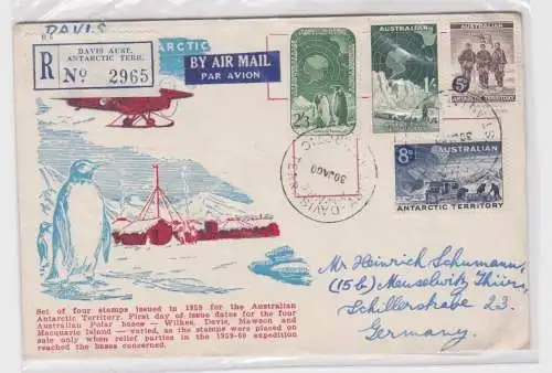 907086 Einschreibe Brief auf FDC Australian Antarctic Territory 1960 Base Davis