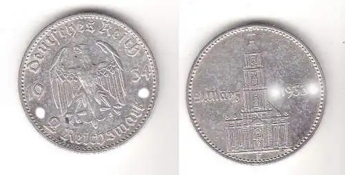 2 Mark Silber Münze 3. Reich Garnisonkirche mit Datum 1934 F Jäger 355 (114590)