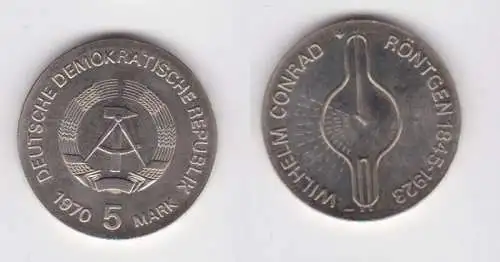 DDR Gedenk Münze 5 Mark Wilhelm Conrad Röntgen 1970 Stempelglanz (162724)