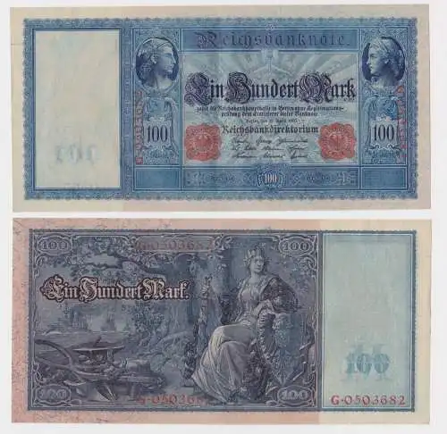 100 Mark Banknote 21.4.1910 Deutschland Rosenberg 44b Flottenhunderter (165792)