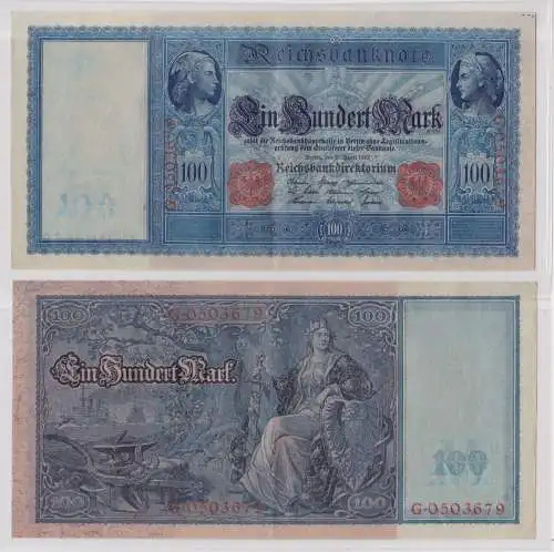 100 Mark Banknote 21.4.1910 Deutschland Rosenberg 44b Flottenhunderter (165659)