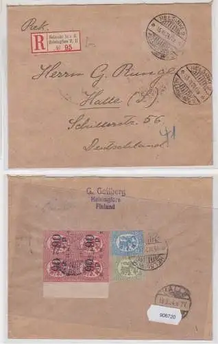 906720 Einschreibebrief G.Gottberg Helsingfors Finnland Helsinki nach Halle 1924