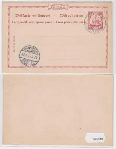 905449 Ganzsache Postkarte mit Antwort Karolinen Ponape 1905 Gefälligkeitsstemp.