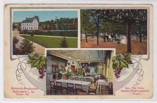 90211 Ak Bahnhofs-Restaurant Rabenstein - Garten-Etablissement Bes. P.Krebs 1910