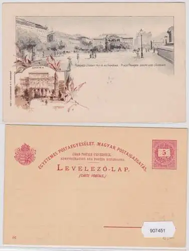 907451 Lithografie Ganzsache Ungarn- Ferencz Franz-Joseph-Platz mit Akademie