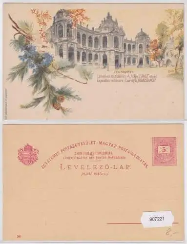 907221 Lithografie Ganzsache Ungarn - Budapest Millenniumsausstellung 1896