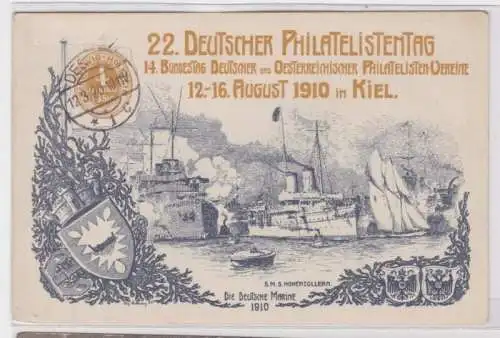 902274 AK 22.Deutscher Philatelistentag Kiel 1910 Bundestag Philatelistenvereine