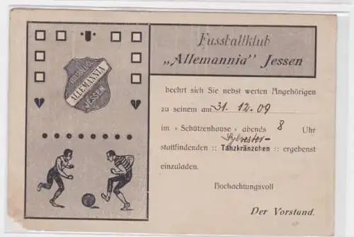 26009 AK Fussballklub "Allemannia" Jessen Einladung Silvester Tanzkränzchen 1909