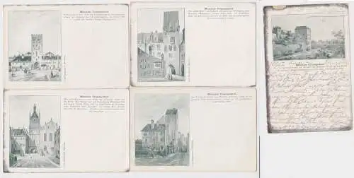 905787 AK 5x Münchens Vergangenheit - Falkenturm, Rathaus, Sendlingertor um 1900