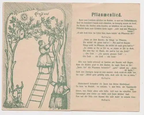 77502 Lied Künstler AK Pflaumenlied, Juste und Fritz beim Pflaumen pflücken