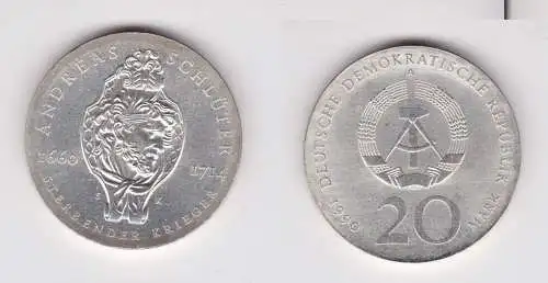 DDR Gedenk Münze 20 Mark Andreas Schlüter 1990 (121817)