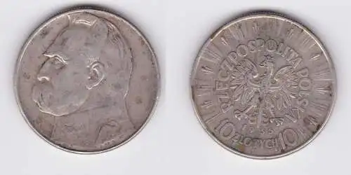 10 Zloty Silber Münze Polen Josef Pilsudski 1935 (135646)