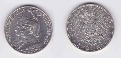 2 Mark Silbermünze Preussen 200 Jahre Königreich 1901 Jäger 105 ss+ (130616)