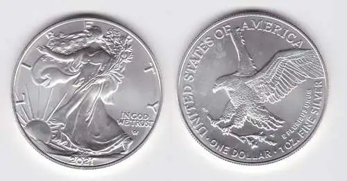 1 Dollar Silber Münze Silver Eagle USA 2021 1 Unze Feinsilber  (125251)