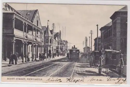 19959 AK Newcastle - Scott Street, Straßenansicht mit Geschäften & Kutschen 1907