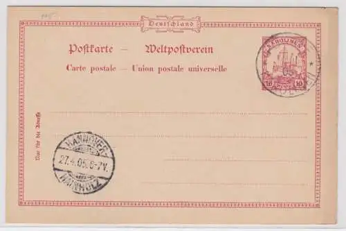 901828 Ganzsachen Postkarte Ponape Karolinen nach Hannover 1905