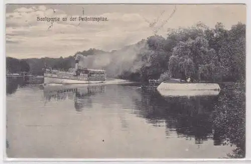 94999 AK Saalepartie an der Peißnitzspitze mit Dampfschiff 1910