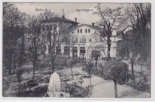 99469 AK Halle a. S. - Bad Wittekind, Stadtvilla mit Gartenpartie 1907