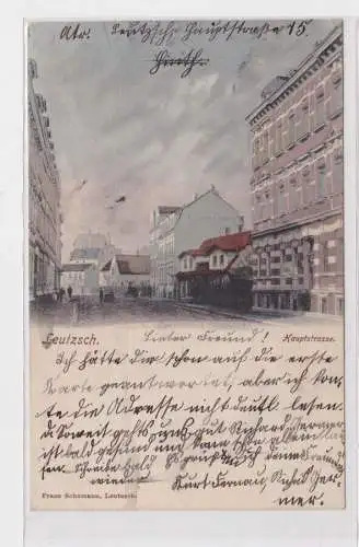 904494 AK Leutzsch - Hauptstrasse, Straßenansicht mit Bürgerhäusern 1905