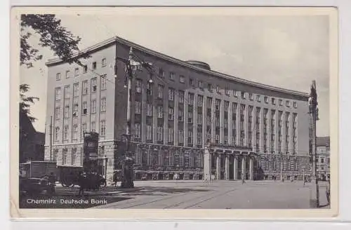 27374 AK Chemnitz - Deutsche Bank, Straßenansicht mit Schienen 1936