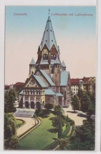 13907 AK Chemnitz - Lutherplatz mit Lutherkirche und Parkanlage