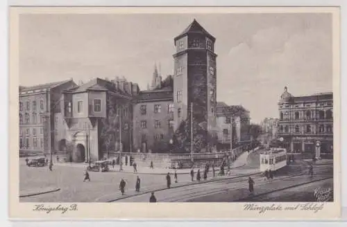 78047 AK Königsberg Preußen - Münzplatz mit Schloß und Straßenbahn 1943