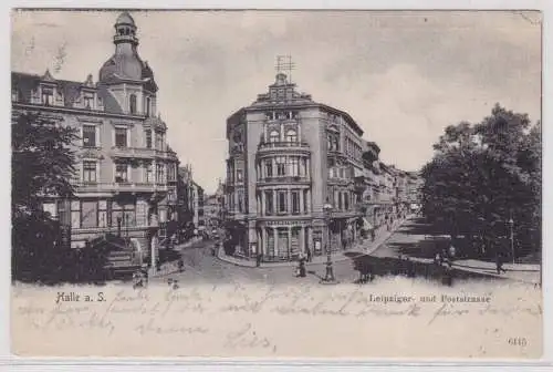 45022 AK Halle a. Saale - Leipziger- und Poststrasse, Straßenansicht 1903