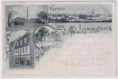 41907 Mehrbild Ak Gruß aus Lommatzsch Glasfabrik, Restaurant usw. 1898