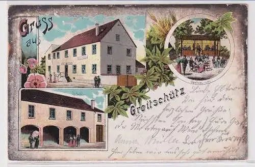 57924 Ak Lithographie Gruß aus Greitschütz Gasthof usw. 1904