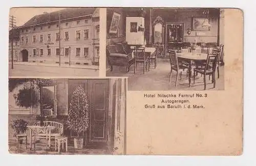 64983 Mehrbild Ak Gruß aus Baruth (Mark) Hotel Nitschke mit Autogaragen 1926