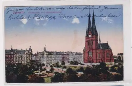 905370 Ak Chemnitz Körnerplatz mit Körnerdenkmal 1931