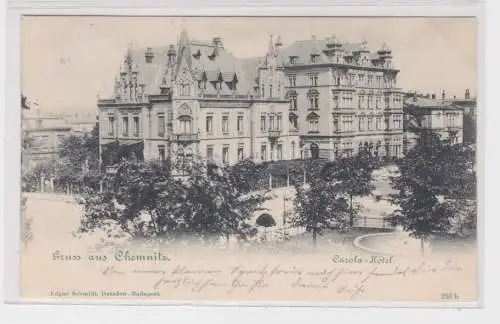 904589 Ak Gruss aus Chemnitz - Carola-Hotel 1899