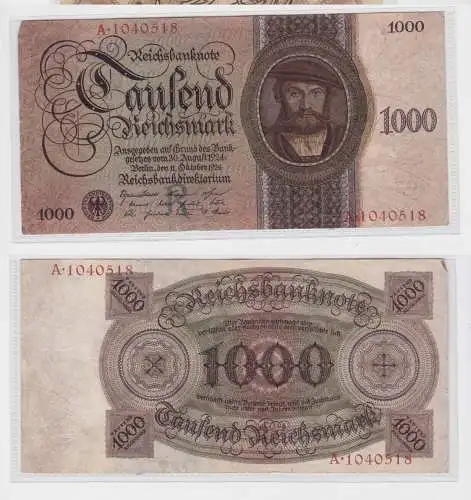 1000 Reichsmark Reichsbanknote 11.10.1924 Nr. A 1405272 Rosenberg 172a (147644)