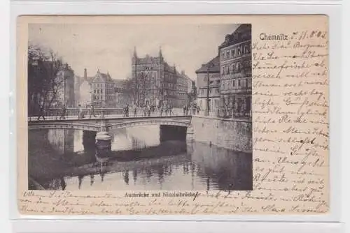 905976 Ak Chemnitz - Auebrücke und Nicolaibrücke 1903