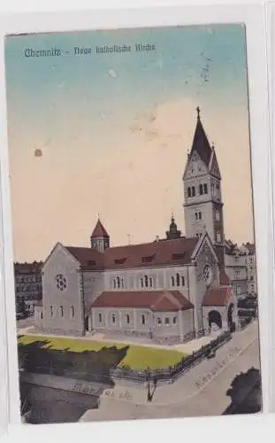 906356 Ak Chemnitz - Partie an der neuen katholischen Kirche 1929