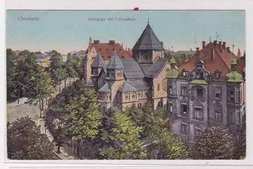 904368 Ak Chemnitz - Synagoge mit Luisenhaus um 1910