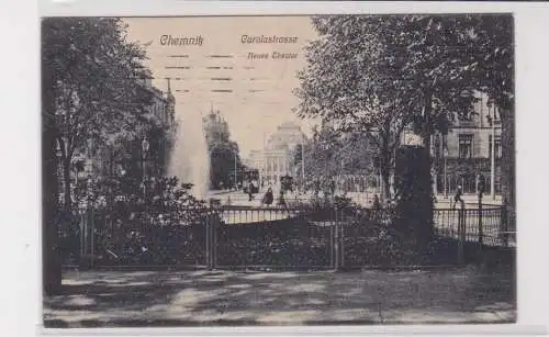 904581 Ak Chemnitz - Carolastraße und neues Theater 1910